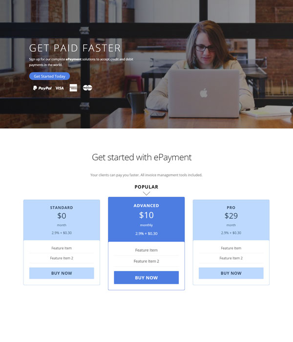 Product/Service Landing