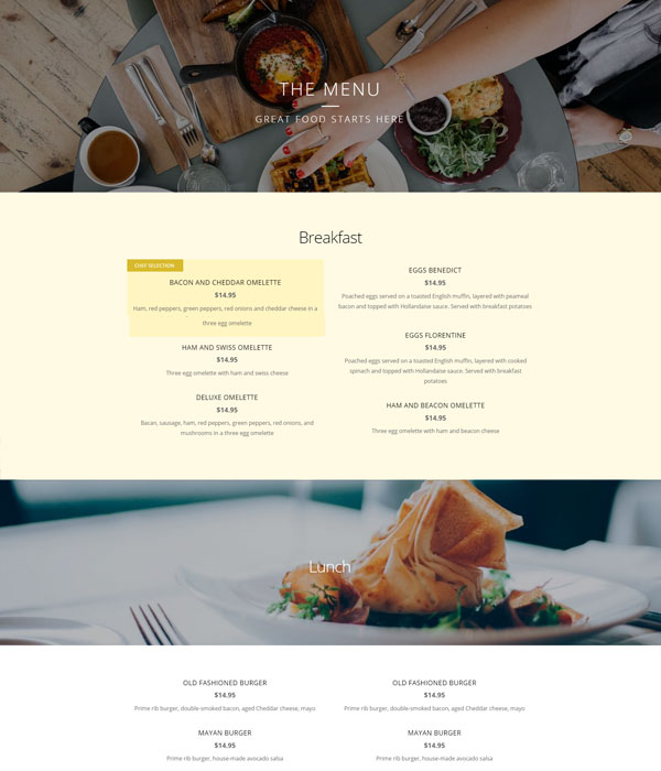 Restaurant – Menu